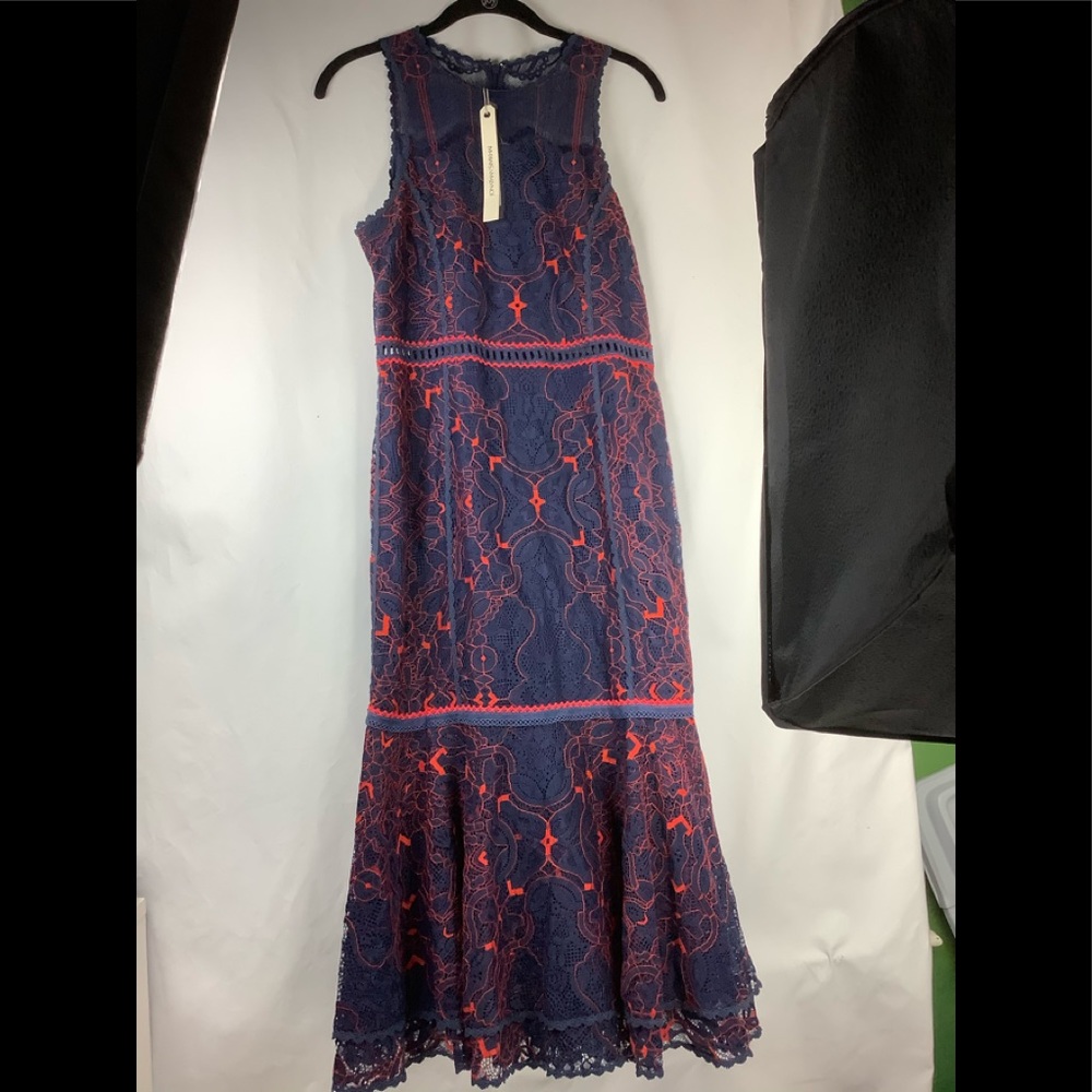 Jonathan Simkai Formal Lace Ruffled Hem Dress